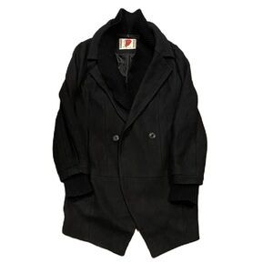 Free People Wool Blend Pea Coat Black Gray Sz 8 Button Down Jacket
